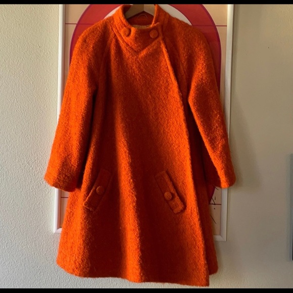 Vintage Jackets & Blazers - VTG - Orange bouclé Bell coat